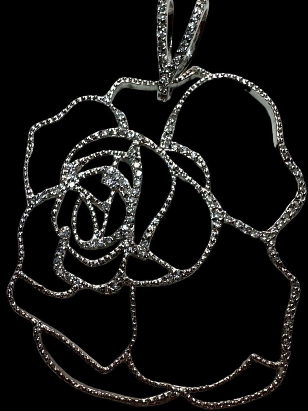 Whimsical Fairy Flower Motif Pendant 925 Silver Rose Marcasite Soft Girl Cottage